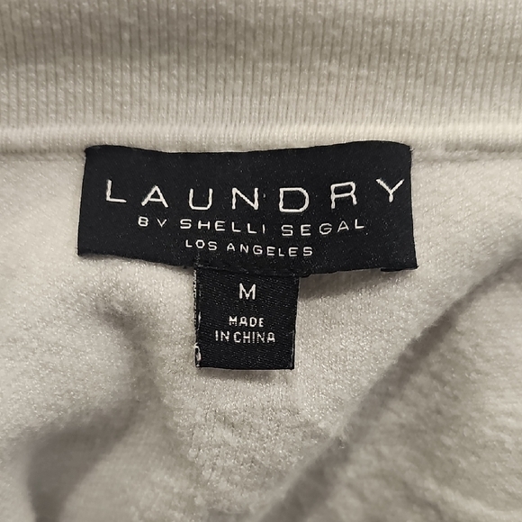 Laundry by Shelli Segal Sweater Off-White Embossed with Silver/Gold Buttons Sz M - Picture 6 of 8